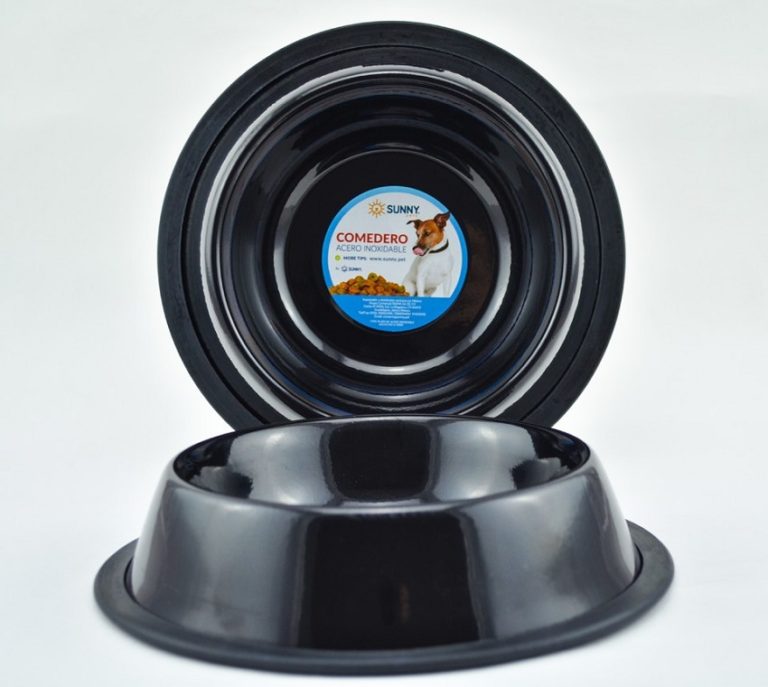 Comederos de acero inoxidable y antiderrapante, negro metálico