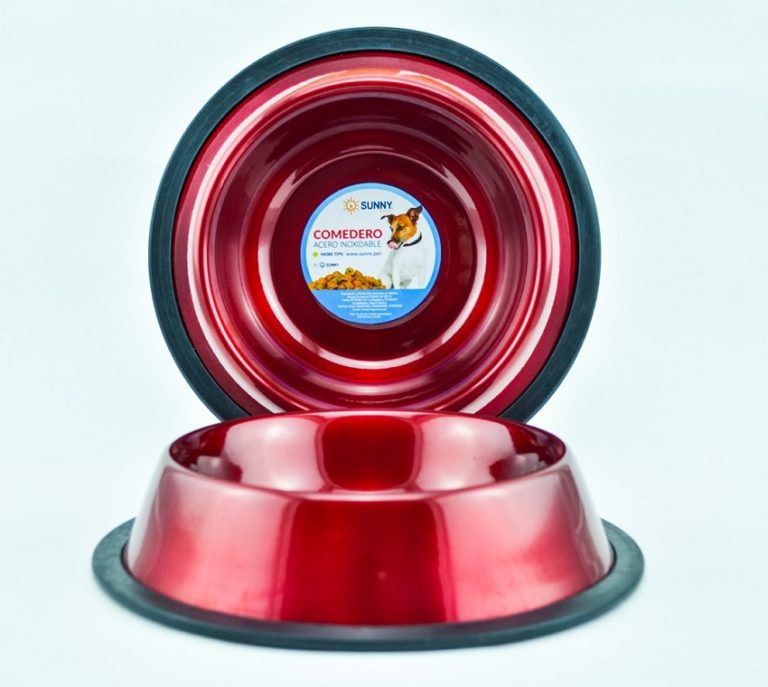 Comederos de acero inoxidable y antiderrapante, rojo metálico
